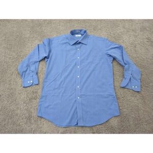 Barneys New York Button Up Shirt Mens 16.5‎ Blue Business Casual Office